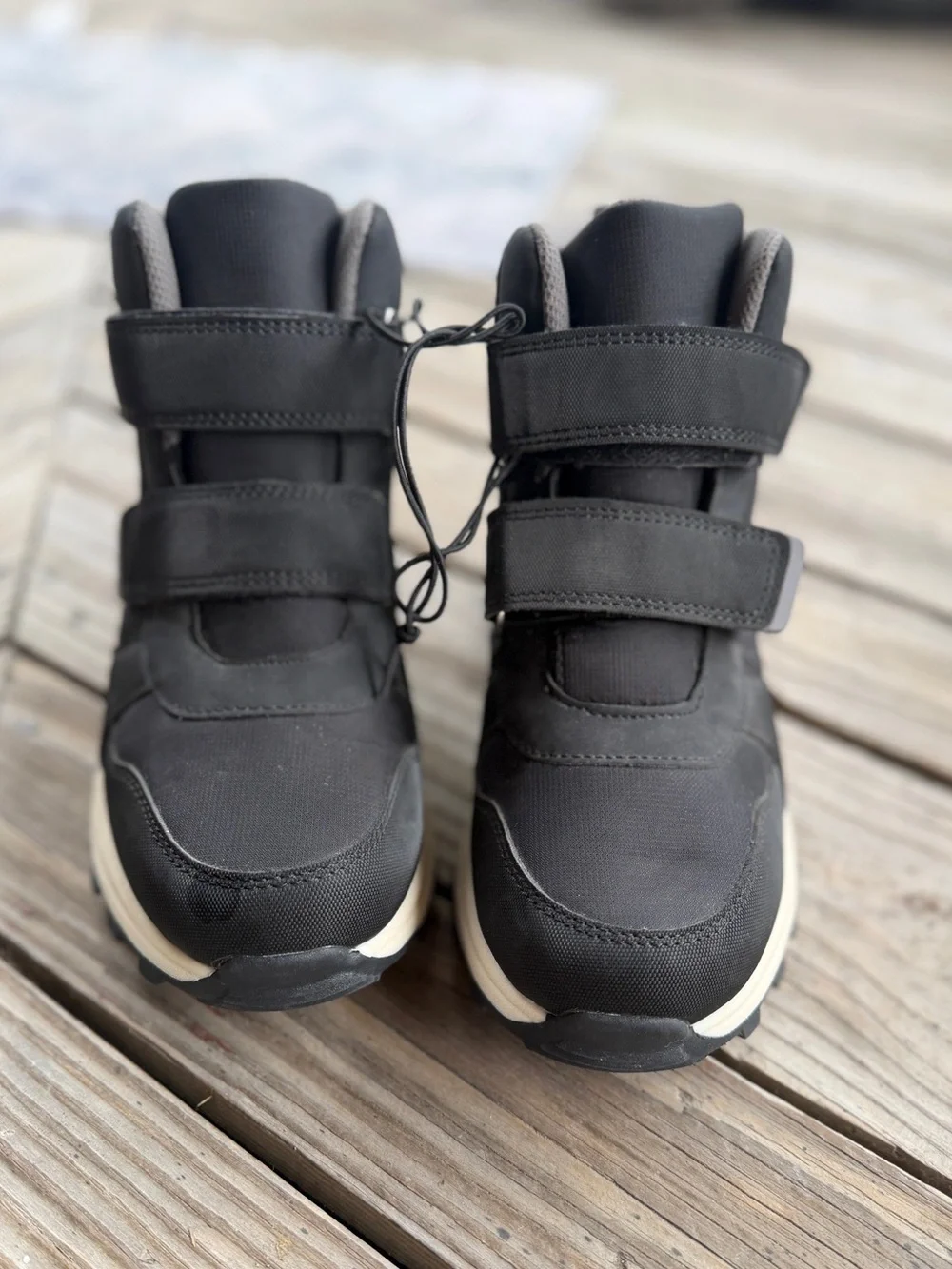 Kids size 4 All In Motion Black Winter Snow Boots with Velcro and Thermolite